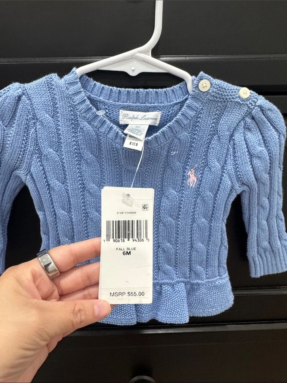 Ralph Lauren Baby Girl Sweater Size 6 Months 100% Cotton